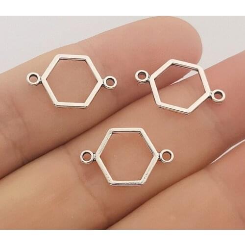 JINDINSP 40pcs 19x12mm silver Color Honeycomb Connector Charms For Jewelry Making DIY Jewelry Findings