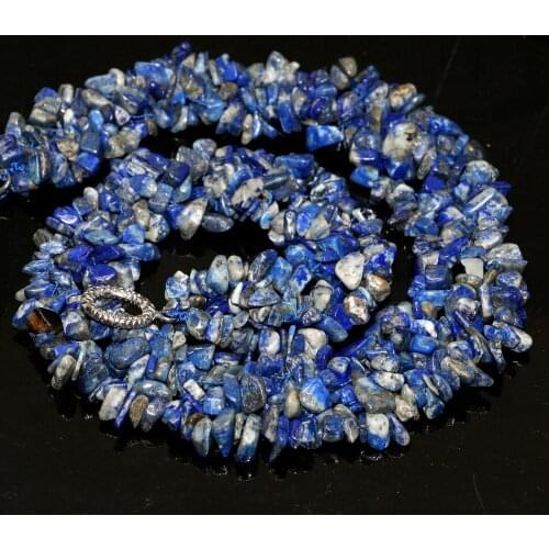 Beautiful Irregular lapis lazuli gravel stone natural beads High-grade Jewelry Necklace making 18 inches GE5362