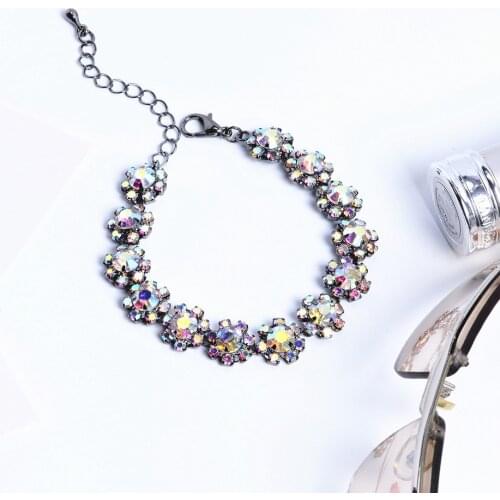 Colorful Crystal Bracelet, Cute Round Rhinestone Jewelry, Black/S ilver Fashion Girl Accessories CORUIXI L10336