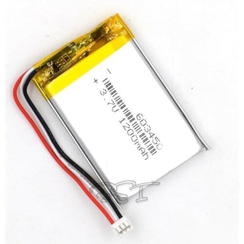 1200mAH 603450 Polymer 3Wire With Plug Rechargeable lithium 3.7V Li-ion Liion Battery for GPS Speaker MP3 MP4 Navigater Camera