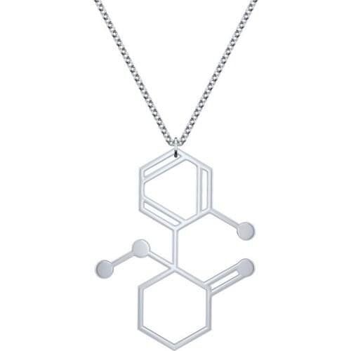 Small Ketamine Molecule necklace in Rectangle - Multipolar neuron - biology gift - psychology free ship