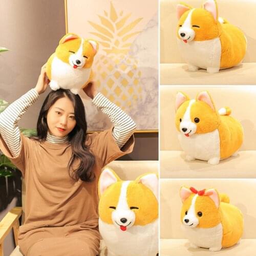 Cute Standing Bowknot Corgi Dog Plush Stuffed Doll Toy Home Sofa Cushion Decor