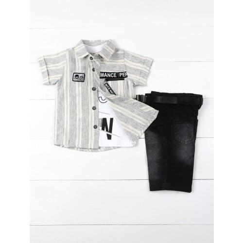 Gray Cream Male Child 4 PCs Set
