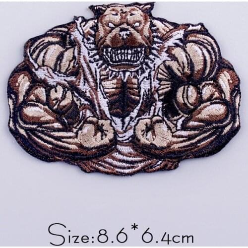 Gorilla/Shark Patch Punk Embroidered Patches For Clothing Sewing Applique Skeleton Patch Iron On Patches On Clothes Stripe Diy