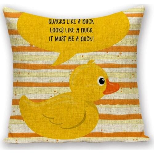 Yellow Cushion Cover Duck River Horse Bunny Pillow Case for Chair Decorative Pillows for Childrens Room Micky Mouse Fox