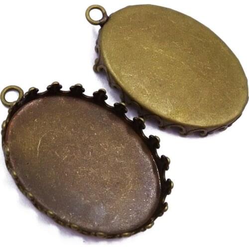 Wholesale Lot 500piece 13x18mm 18x25mm Antique Bronze Oval Bezel Cabochon Setting Pendant Blanks Pendant Trays Charms PT29
