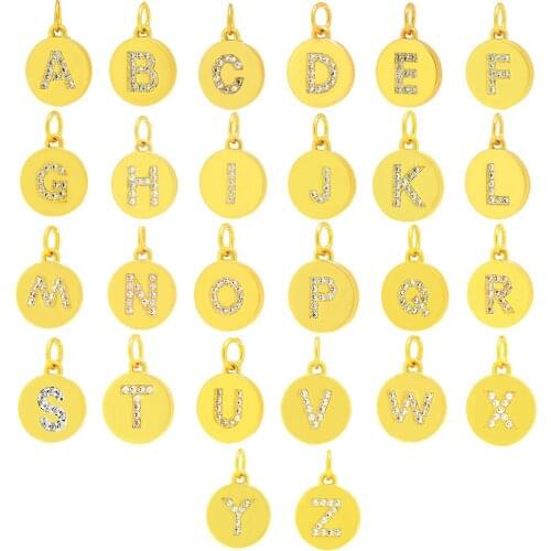 26 Letters Pendant DIY Jewelry Copper Microinset Zircon Plating 24K Gold Bracelet Necklace Accessories Pendant