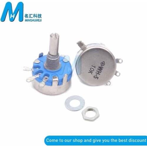 2PCS WH5-1A 470R 1K 1.5K 4.7K 10K 22K 47K 100K 220K 470K 1M Carbon Film Potentiometer with switch potentiometer