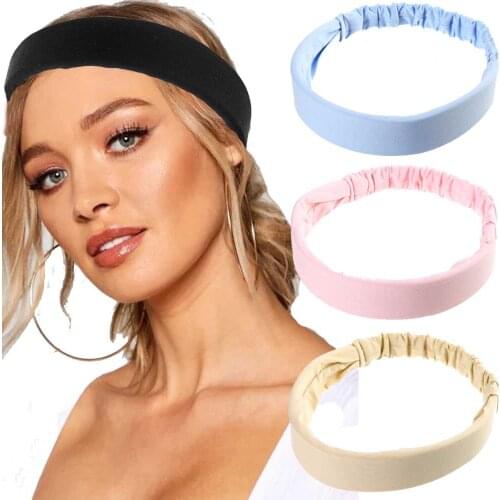 Haimeikang Women Elastic Headbands Girls Solid Color Cloth Hair Bands Sports Yoga Hair band Fashion Hair Accessories Headwear