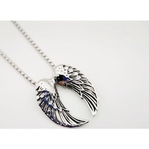 Retro 316 stainless steel angel wings pendant necklace women men Christian angel wings necklace religious jewelry