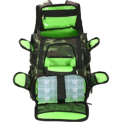 Lixada Fishing Tackle Bag Waterproof Fishing Backpack Fishing Lures Bait Box Storage Bag Fishing Bag with 4 Fishing Tackle Boxes