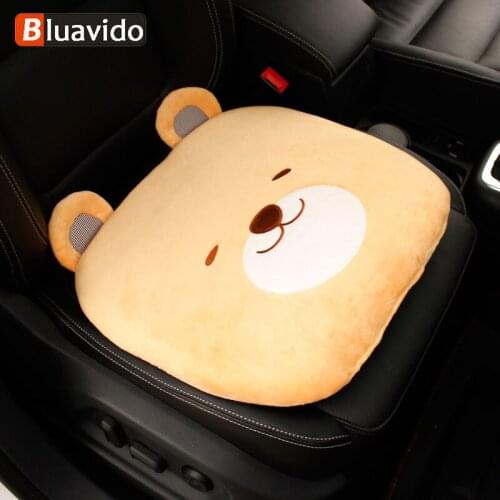 Universal Car Seat Plush Cushion Thicken Anti-Slip Auto Front Chair Breathable Pad Cartoon Bear Sit Protector Covers