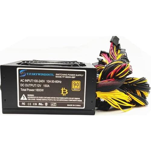 110V 220V PC Power Bitcoin High Efficiency ATX 1600W Mining PSU Platinum Power Supply For Ethereum Professional Rig GPU server