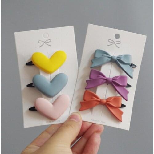 3pcs Sweet Candy Color Cartoon Frog Bow Petal Hair Clips For Women Girls Barrette Stick Snap Hairpins Headwear