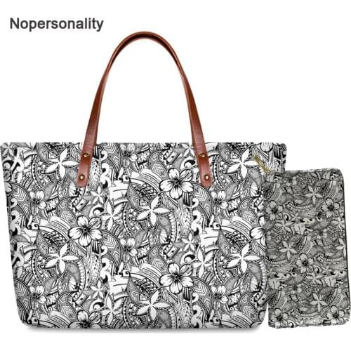 Nopersonality Floral Style Women Handbag Sets Luxury Polynesian Tote Bags for Ladies Large Capacity Female Top-handle Bags