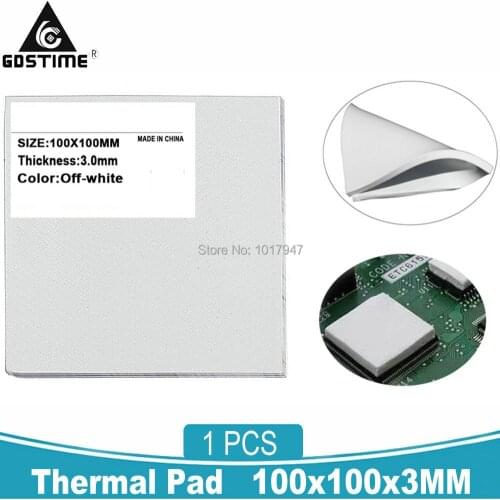 1 pieces 100 x 100 x 3mm White Silicone Conductive Compound Heatsink Thermal Pad
