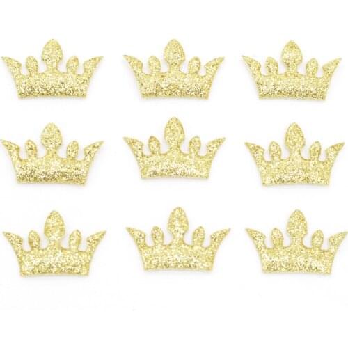 120Pcs DIY Children Glitter Gold&Silver Princess Crown Patches Headwear Accessories Powder Appliques Decoration Supplies G60
