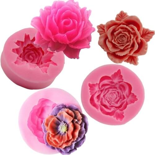 3PCS/SET Rose Flower Silicone Molds Form Cake Soap Mold 3D Fondant Cake Chocolate Candle Moulds Clay Resin Kitchen Accessories