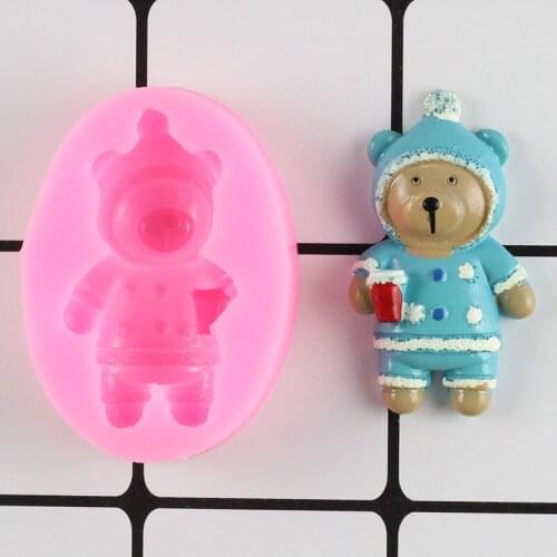 3D Bear Silicone Fondant Mold DIY Christmas Cupcake Topper Cake Decorating Tools Chocolate Baking Candy Clay Resin Moulds