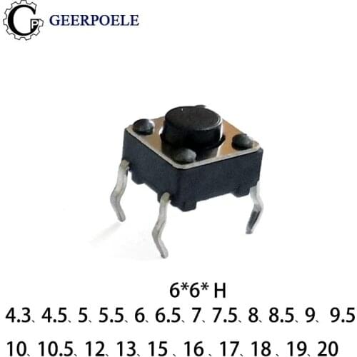 50 pcs/lot 6*6*4.3mm DIP 12V 0.5A Push Button Micro Switch 4 PIN Tactile Tact Direct Plug-in Self-Reset Interruptor