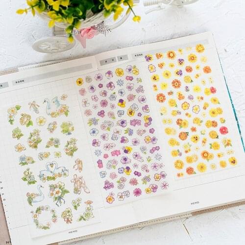 6sheets/lot Flower&Bird Decorative Sticker Set Diary Album Label Stickers DIY Stationery Stickers Gift Diary Deco Pack