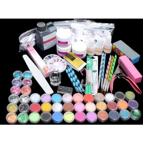 Acrylic Powder Glitter Nail Art Decoration Kit Nail Art Tools Kit Combo Set DIY Gel Nail Art Set S55