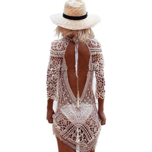 Bikini Crochet Cover Up Beach Woman Beach Dress Cover Ups Swimsuit Bathing Suit Swimwear Cover-Up Plus Size Saida De Beach Tunic
