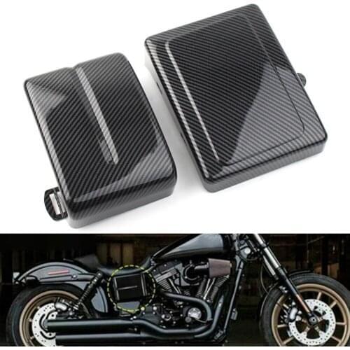 Carbon fiber Style Motorcycle Battery Side Fairing Cover Guard 2Pcs For Harley Dyna Street Bob FXDB 2006-2017 ABS Plastic