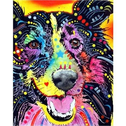 Color dog Diy diamond painting Cross stitch Full square rhinestone diamond Embroidery Mosaic crafts wall decoration drawing