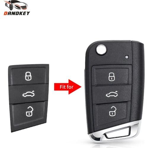 Dandkey 10pcs Car Key Pad Fob 3 Buttons Rubber Pad Filp Key Shell For VW Golf Mk4 For Skoda Octavia For Seat Leon Ibiza Altea
