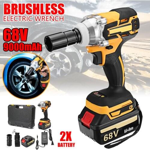 Drillpro Electric Wrench 68V 6000mAh 2 Batteries Brushless Cordless Drive 380 N.M Hand Drill Car Socket Electric Impact Wrench