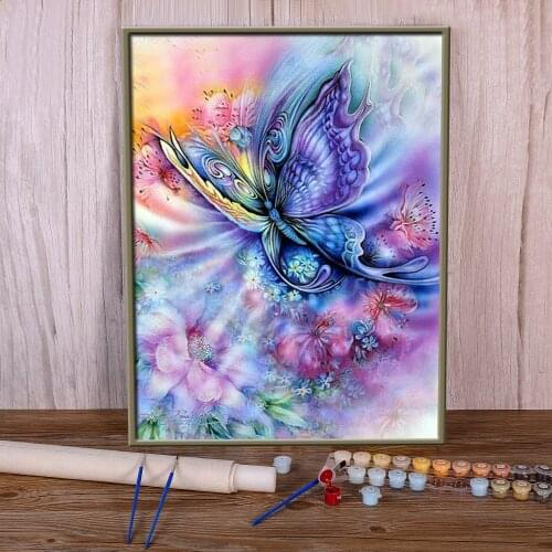 Butterfly Flower Paint By Numbers Set Oil Paints 50*70 Picture By Numbers Photo Decorative Paintings Crafts For Handiwork
