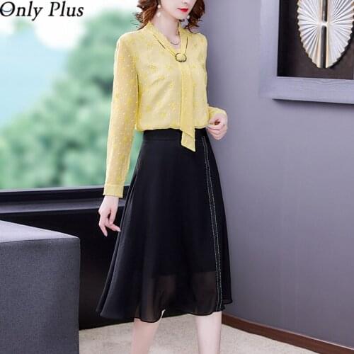 Only Plus Two-piece Yellow Pullover Fashion Long-sleeved Top Spring Autumn 2021 New Womens Thin T-shirt All-match Office Lady