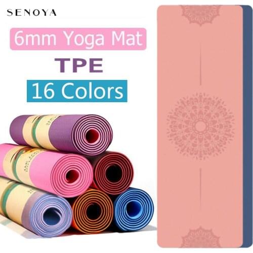 TPE Yoga Gym Home Mat With Position Line Non-slip 6mm Exercise Carpet For Fitness Pilates Beginner Floor Pad