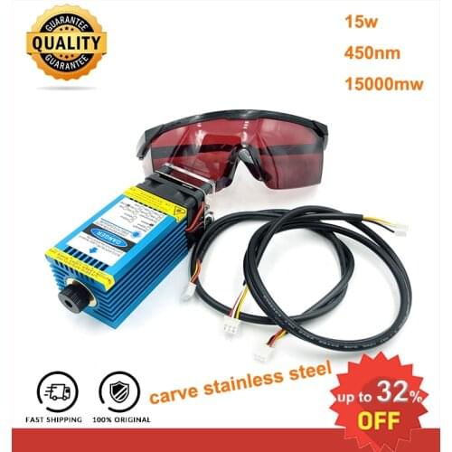 15W blue violet fixed focus laser module, can engrave on stainless steel, 15000mw, craft engraving accessory with PWM