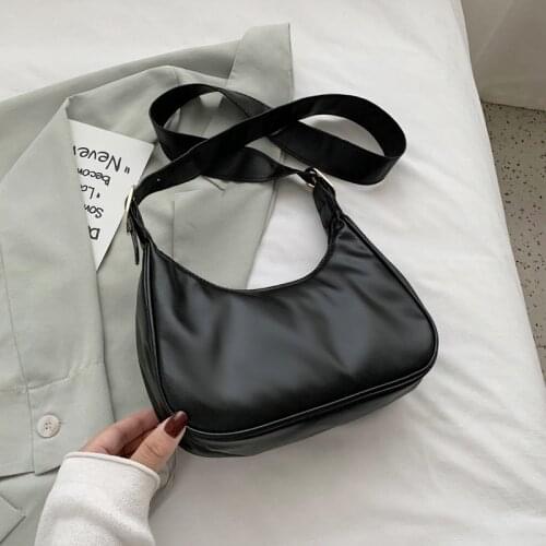 Ins Fashion Solid Color Crossbody Bags for Women Soft Leather Baguette Shoulder Bag Female Messenger Handbag Purse