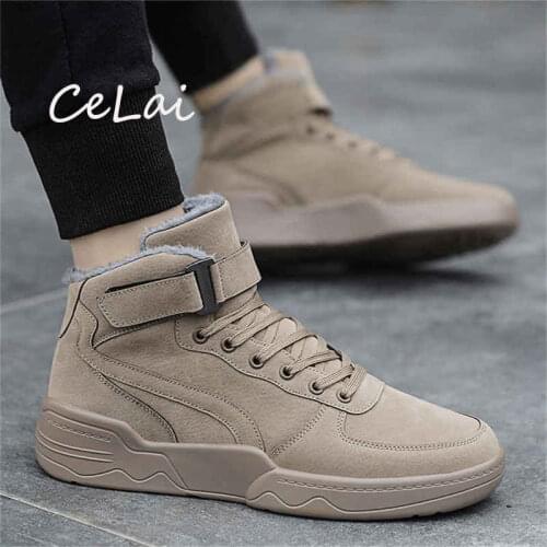 Waterproof Leisure Mens Sneakers Handmade Plush Winter Boots Men Keep Warm Fur Boots Casual Comfy Ankle Boot Fashion Botas NA58