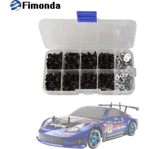 Fimonda 180 / 340Pcs Screws Box Set HSP Screws Kit Hexagon Screw M3 Washer M4 Flat Gasket for HSP Remote Control Model Car Parts