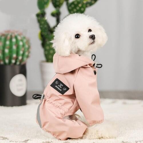 Impermeable Perro Dog Clothes Jacket Waterproof Mesh Breathable Sweat-Absorbent Reflective Dog Raincoat Coat Roupa Puppy
