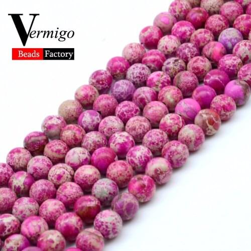 Wholesale 4 6 8 10mm Natural Stone Beads Fuchsia Sea Sediment Jaspers Loose Spacer Beads For Jewelry Making Diy Bracelet 15"