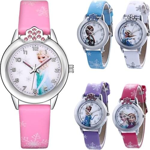 Original Disney Frozen 2 Girls Watch Student Cute Cartoon Anime Figure Elsa Princess Kids Quartz Watches Child Birthday Gifts