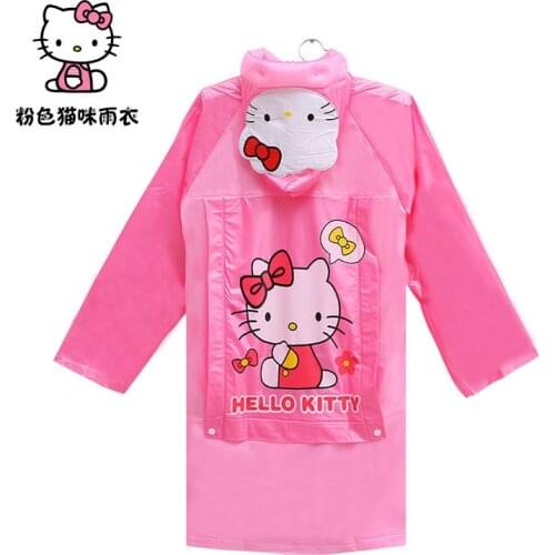 TAKARA TOMY Hello Kitty Childrens Padded Raincoat for Boys and Girls Poncho Big Boy Inflatable Big Brim Raincoat