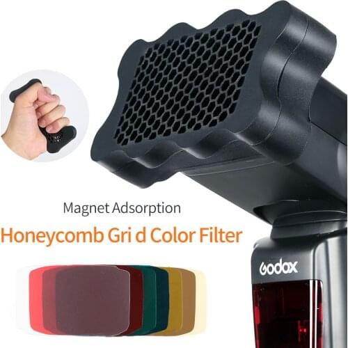 Speedlite Flash Rubber Honeycomb Grid + 7pcs Color Gels Filters for Canon Nikon Sony Godox Yongnuo Camera Flash Speedlite Light