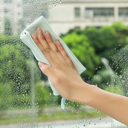 10pcs No Traces Microfiber Cloth Fish Scale Rag Scrubbing Cloth Set for Cleaning Mirrors Glass Dish Screens Household LC