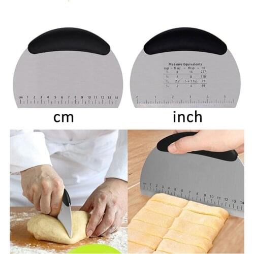 Stainless Steel Dough Cutter Scraper PP Handle Spatula Bread Knife With Measurement Baking ToolsKitchen Flour Pastry Cake Tool