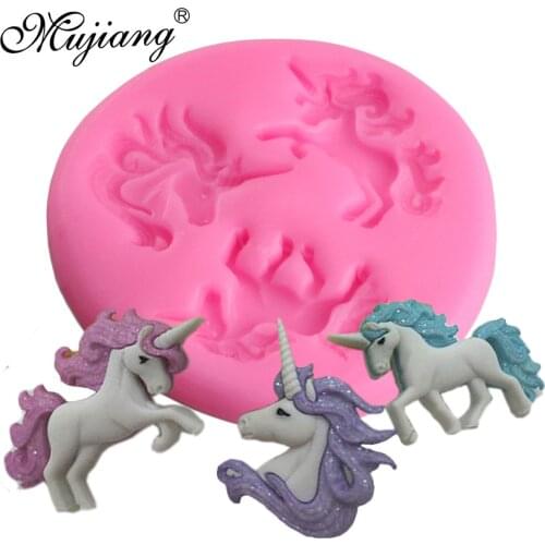 Mujiang Baby Birthday Unicorn Silicone Mold Fondant Cake Decorating Tools Unicornio Candy Chocolate Gumpaste Polymer Clay Moulds