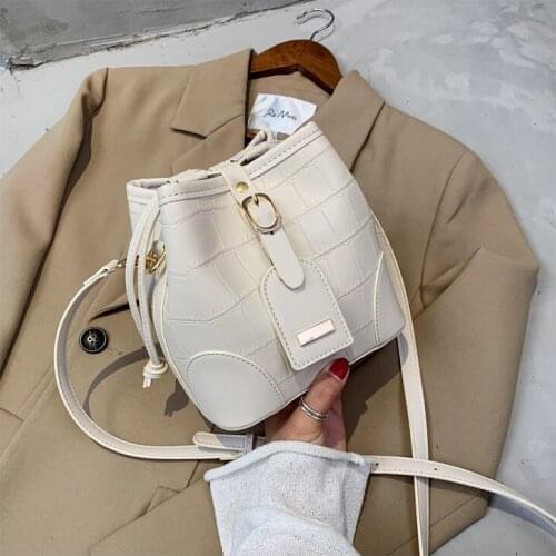 Elegant Stone Pattern Women Bag New Bucket Bag Women Pu Leather Shoulder Bags Brand Designer Ladies Crossbody Messenger Bags Sac