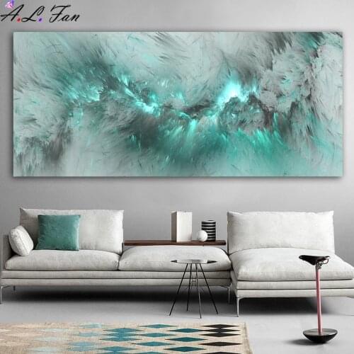 Light gray blue yellow color cloud abstract oil painting different light living room canvas modern art posters and prints wall