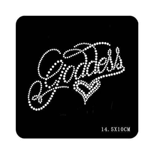 2pc/lot goddess heart iron on transfer fixing rhinestones hot fix rhinestone transfer motifs rhinestones fix patches for shirt