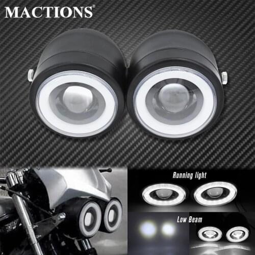 Universal LED Dual Twins Headlight Motorcycle Double Headlamp For Harley Chopper Bobber Cafe Racer Custom Dyna Softail Fat Boy